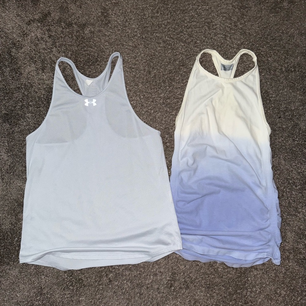 Under Armour Light Gray and Athleta purple Ombre Tank Tops